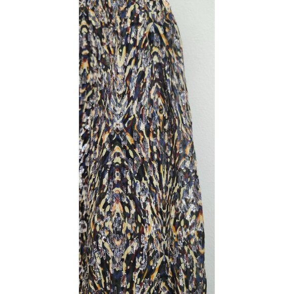 ba&sh Paris Mini Dress Sze2 Medium Printed Long Sleeve Ruffle Tiered V Neck Kaki - Picture 11 of 16